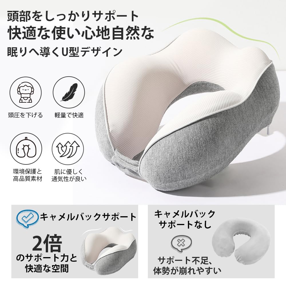 Tragbares Nackenkissen mit Memory-Schaum, bequem für und Shinkansen, inklusive Aufbewahrungstasche und waschbarem Bezug für einfachen Transport, U-förmiger Schaumstoff, verstellbar,