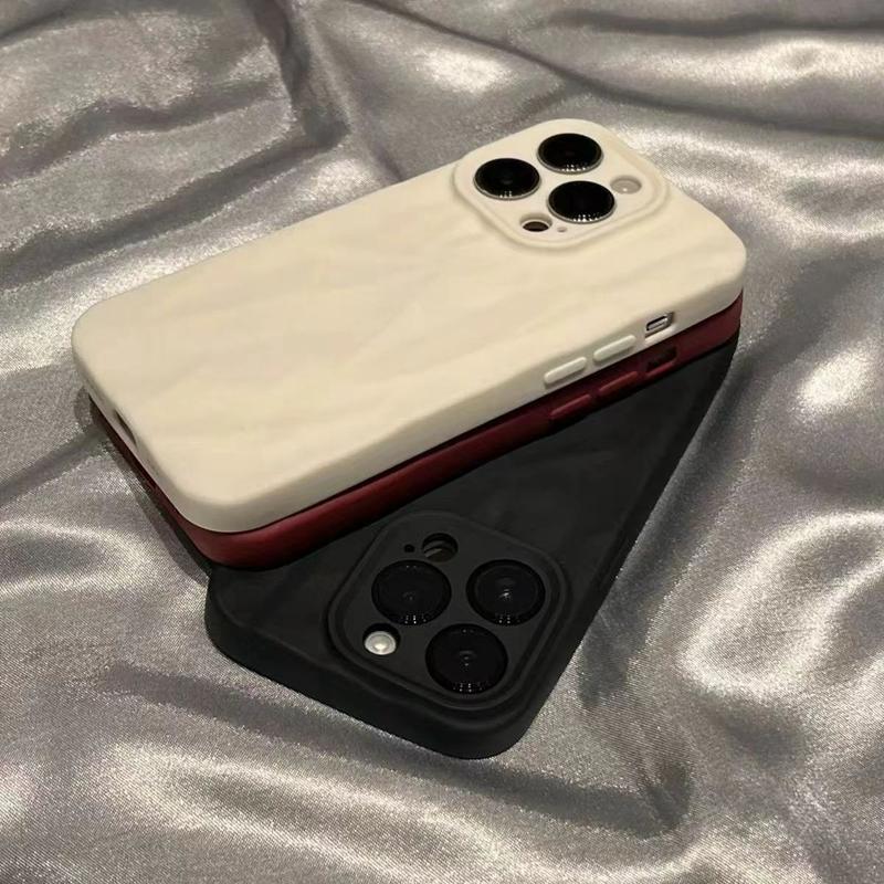 Soft Silicone Fold Pattern Matte Phone Case For iPhone 11 12 13 14 15 16 Pro Max Plus X Xs XR Max Bumper Back Cases Cover