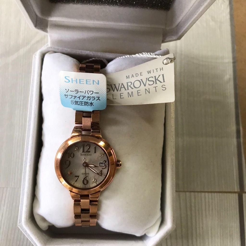 Used [Final disposal] Price reduction Casio SHEEN watch crystal adoption model solar watch SHE-4506SBG-9AJF