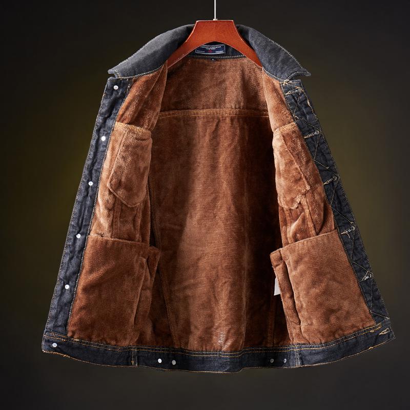 Vestes en Jean d'Hiver pour Hommes Manteaux d'Extérieur Épais Veste en Jean Chaude en Polaire Noire Décontractée Manteau pour Hommes Veste en Coton Vêtements pour Hommes
