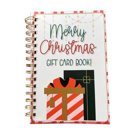 Themed Illustration Gift Organizer Christmas Card Book, 7" x 5" Spiral Bound Merry Creative Holiday Souvenir Book Booklet, Greeting Album Personalized