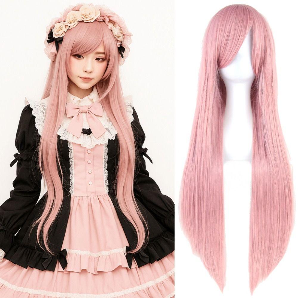 80cm Long Synthetic Hair Heat Resistance Anime Straight Hairpiece Halloween Cosplay Wigs for Women