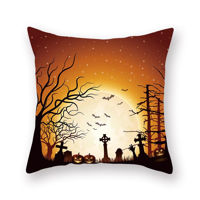 Halloween Pillow Cover Cartoon Pumpkin Head New Peach Skin Cushion Cover Sofa Cushion