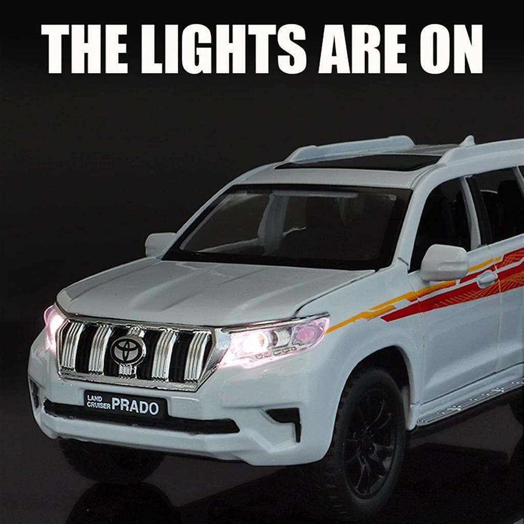 Model auta Toyota Land Cruiser Prado v mierke 1/32, simulácia tlakovo odlievaných hračiek pre terénne vozidlá so zvukovým a svetelným darčekom pre deti
