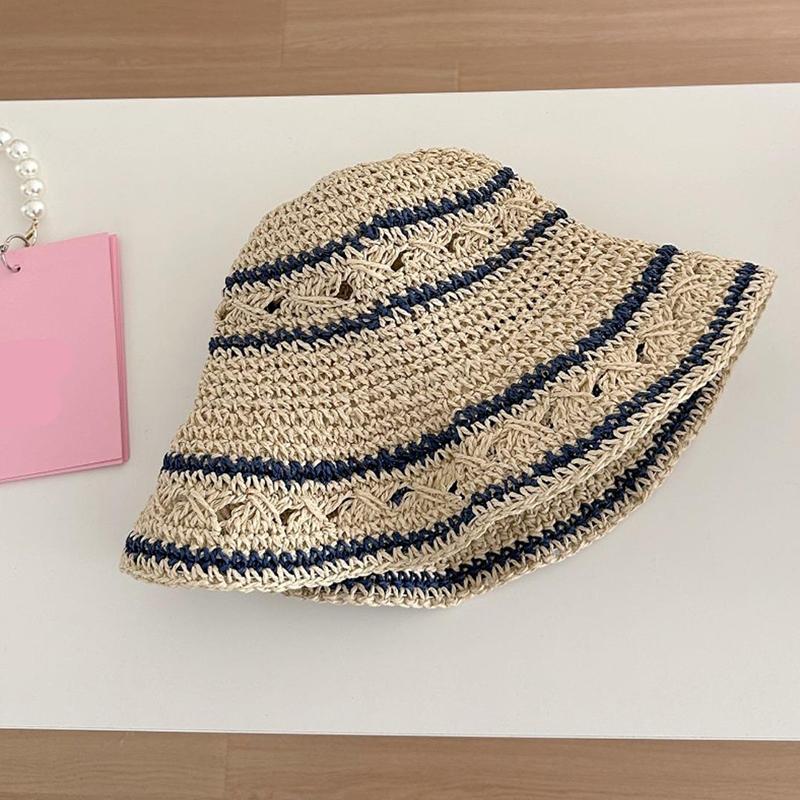

Style Hat Versatile Straw Woven 2 Style Sweet Sunshade Hatscaps Fisherman бежевий