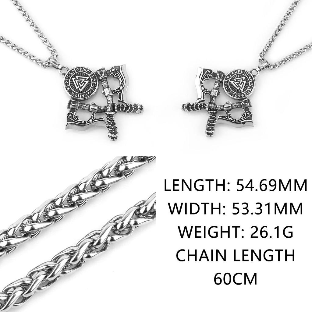 YQ 316L Stainless Steel Double Axe Viking Pendant Necklace For Men Jewelry Punk Accessories