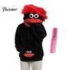 Unisex Pullover Top Big Mouth Creature Flannel Hoodie with Comb, Men Women Oversized Hooded Hoodies Sweatshirt, Thickened Plush Casual for Fall Winter
