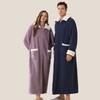 Men's Plush Bathrobe Zipper Up Long Housecoat Winter Warm SPA Fleece Duster Robe with Pocket Flannel Full Length Loose Fit Nightgown Sleepwear for Men