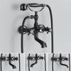 Bathroom Bathtub Faucet Dual Handles Handheld with Hand Shower Bath Shower Mixer Tap Wall Mount Swivel Spout Tub Retro Faucet