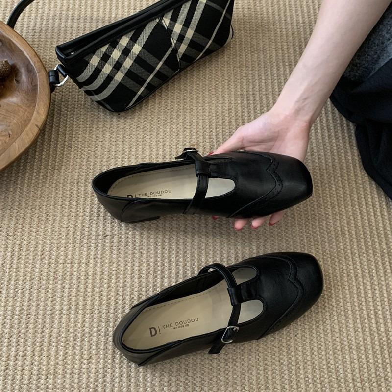 Fufeng Ancient Flat Bottom T-buckle Fashion Single Shoes Women's Autumn New Round Head Mary Jane Shoes