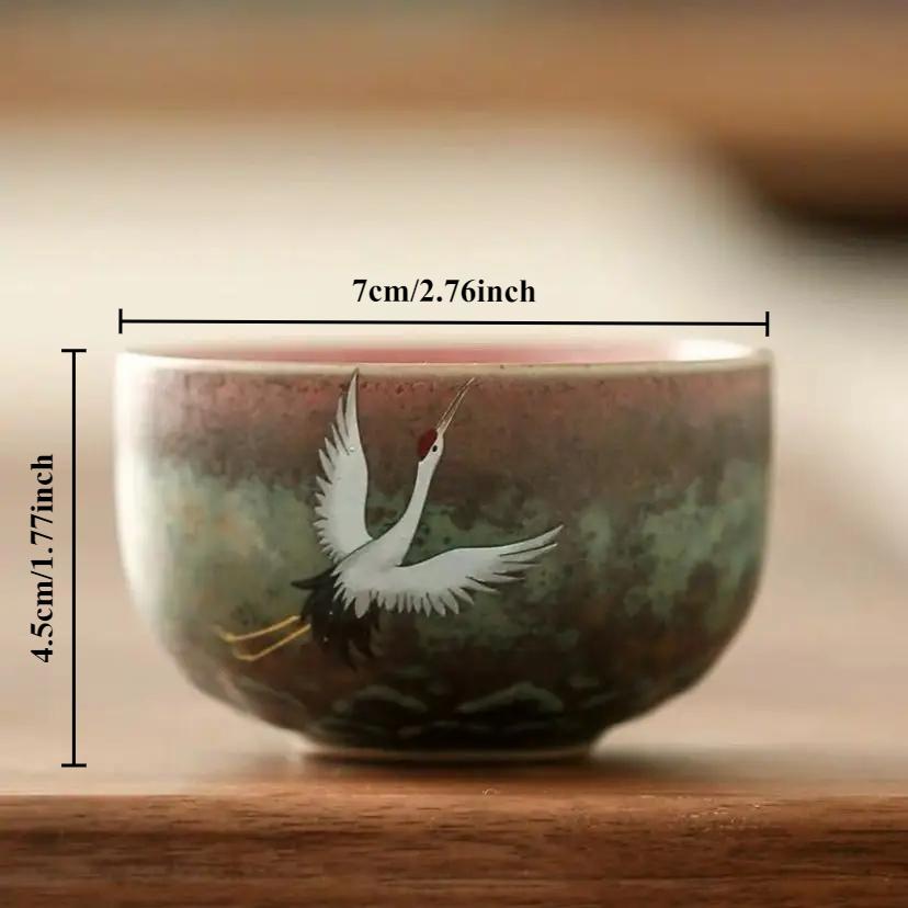 Ceașcă de ceai în stil tradițional chinezesc, model cocor zburător, ceașcă de ceai ceramică retro, ceașcă de cafea, căni din ceramică grosieră