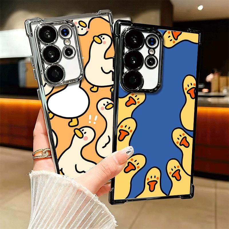 Cartoon Cute Duck Soft Phone Case For Samsung Galaxy S26 Ultra S25 Edge S24 FE S23 Plus S22 S21 + S20 Plating Anti-Fall Fundas