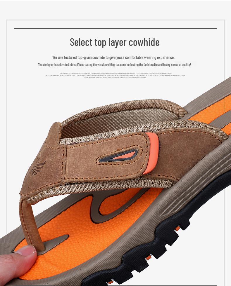 Infradito in Pelle da Uomo Taglia Larga: Sandali Estivi a Infradito Slip-On per Sport all'Aperto e Spiaggia