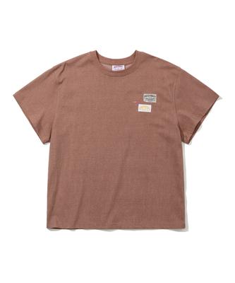 Bieseulaebis Bsr Raw Edge Logo Patch Short Sleeve T-Shirt Brick
