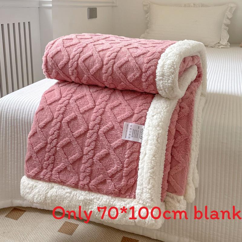 Jacquard Color Solid Thickened 70x100cm Blanket Double Sided Fluff Plush Office