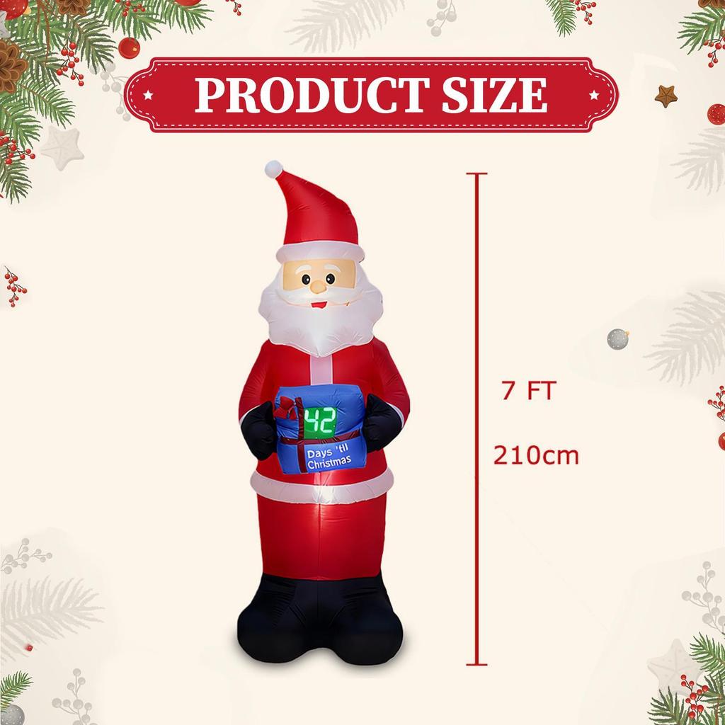 Lighted Inflatable Santa Claus Christmas Outdoor Yard Decoration Waterproof LED Prop for Holiday Garden Party Celebrations