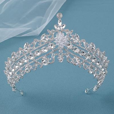 Bride Crown Baroque Silver Crystal Tiaras Luxury Rhinestone Wedding Headdress Jewelry Bridal Hair Accessories Birthday Headwear