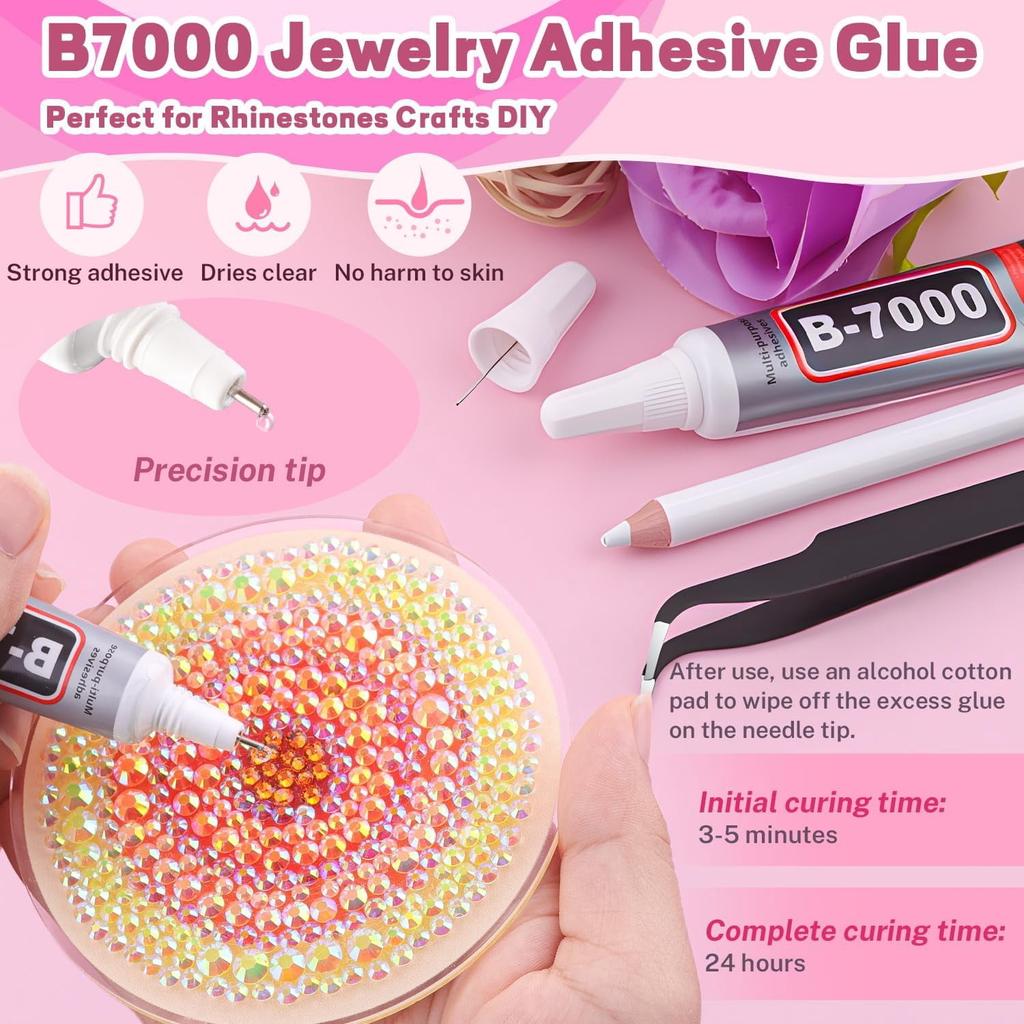 20000Pcs Bedazzling Kit with 3Pcs B7000 Jewelry Glue Resin Rhinestones for Crafting Crafts Bedazzler Kit Flatback Gems