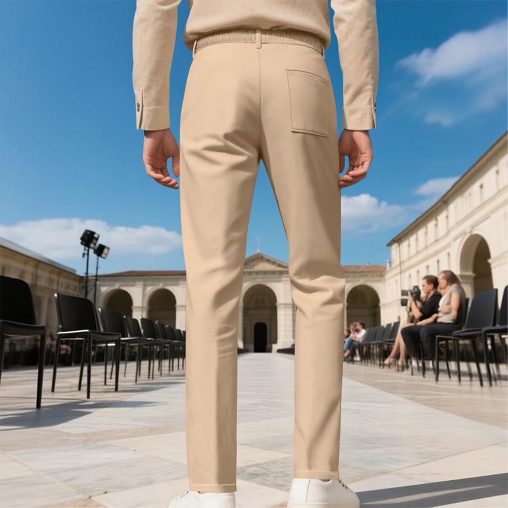 Men's Color Straight Leg Plus Size Slim Business Casual Pants