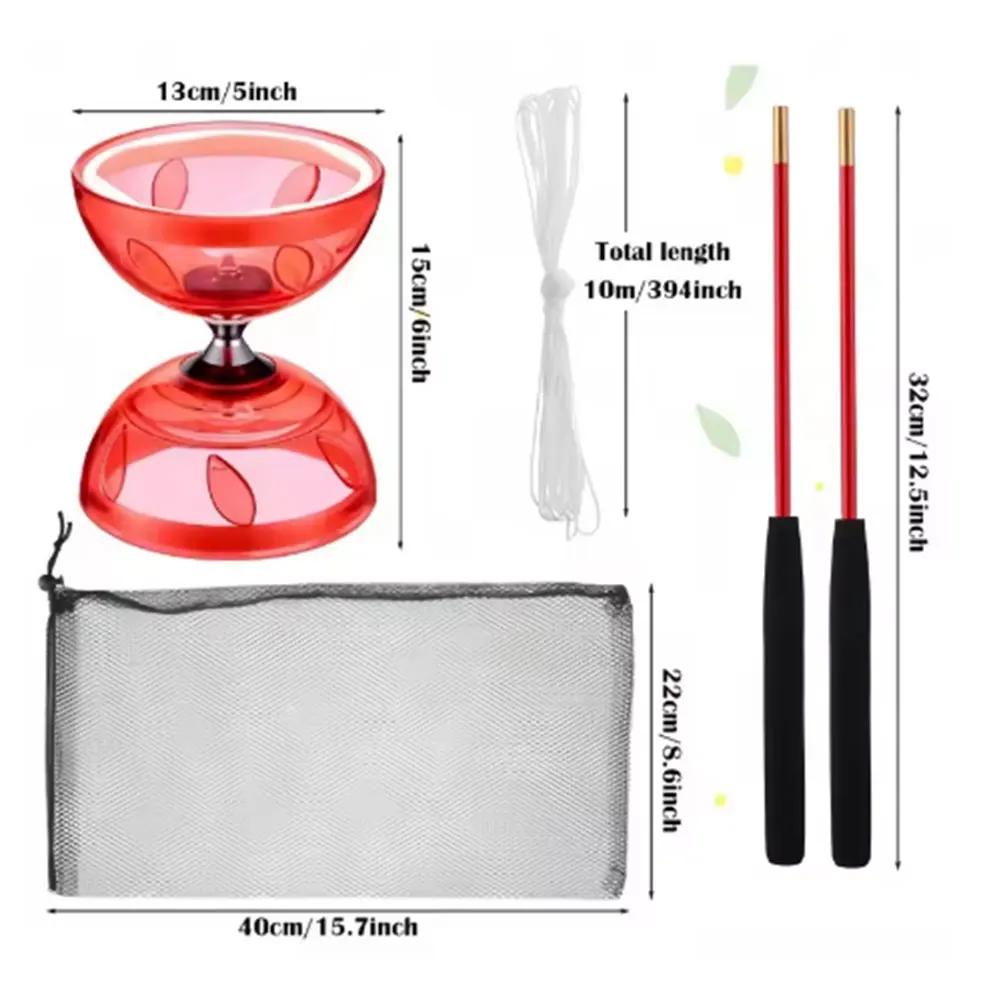 Chinese Yoyo Diabolo Set with 2 Diabolo Sticks String and Net Bag Portable Diabolo Juggling Diabolo for Kids Adults Elderly