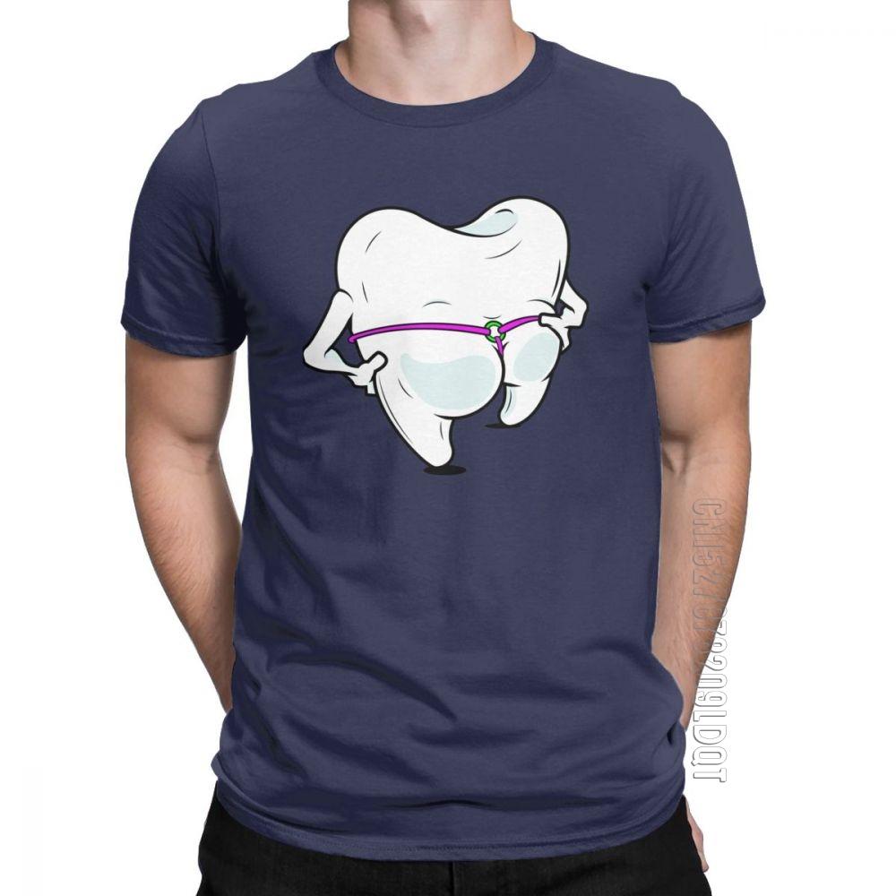 Dental Floss Hygienist T Shirts For Men Teeth Dentist Summer Clothes Male Tshirt Funny TShirt ONeck Cotton Basic Tees Tops