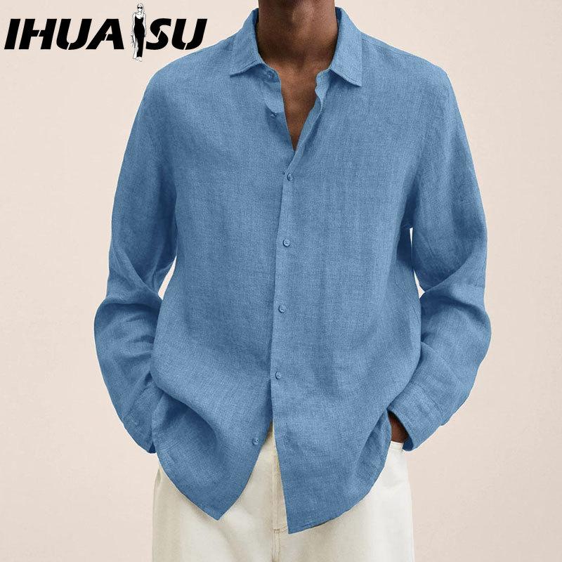 IHUASU Baumwolle Langarm T-Shirt Herrenmode Lockeres Shirt Bedrucktes Mitfühlendes Shirt