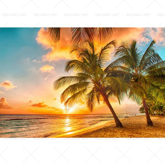 Seaside Beach Palm Tree Coconut Tree Poster Landscape Pictures for Living Room Canvas Painting Prints Modern Home Decor Wall Art