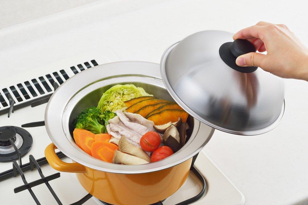 Yoshikawa Steamer for Compatible with Steaming Made In Stainless Steaming Easy Steaming Plate On the Pot YJ2302 Pots, 20~22cm Pots, Plate, Japan,