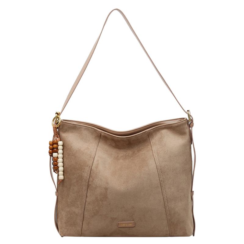 Solid Color Faux Suede Sewing Tote Bag Retro Sweet Commuting Shoulder Bags 2026 Fashi Large Capacity Versatile Bags for Women