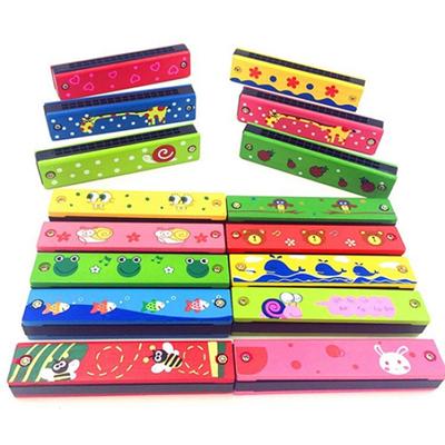 Armónica de madera de doble fila de 16 agujeros para niños, instrumento musical, juguete educativo