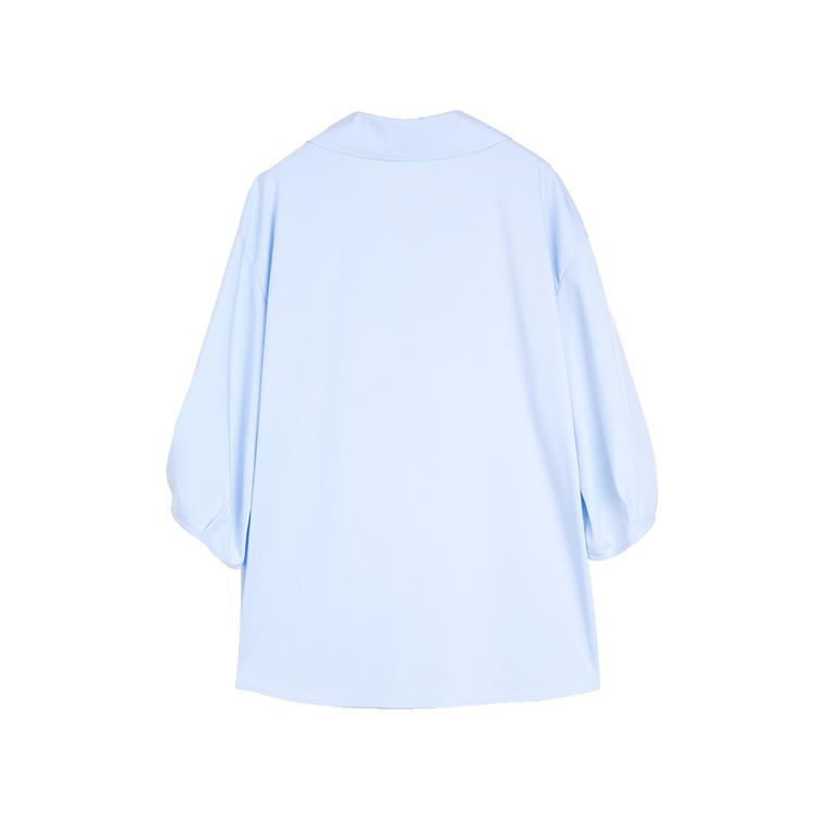 ELLE French Design Minimalist Loose Shirt Women Tops Light-Blue EC48656