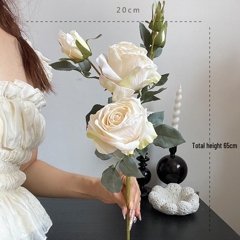 Liu Yifei Inspired Dried Flower Oil Painting - Artificial Rose Bouquet for Living Room or Dining Table Decor