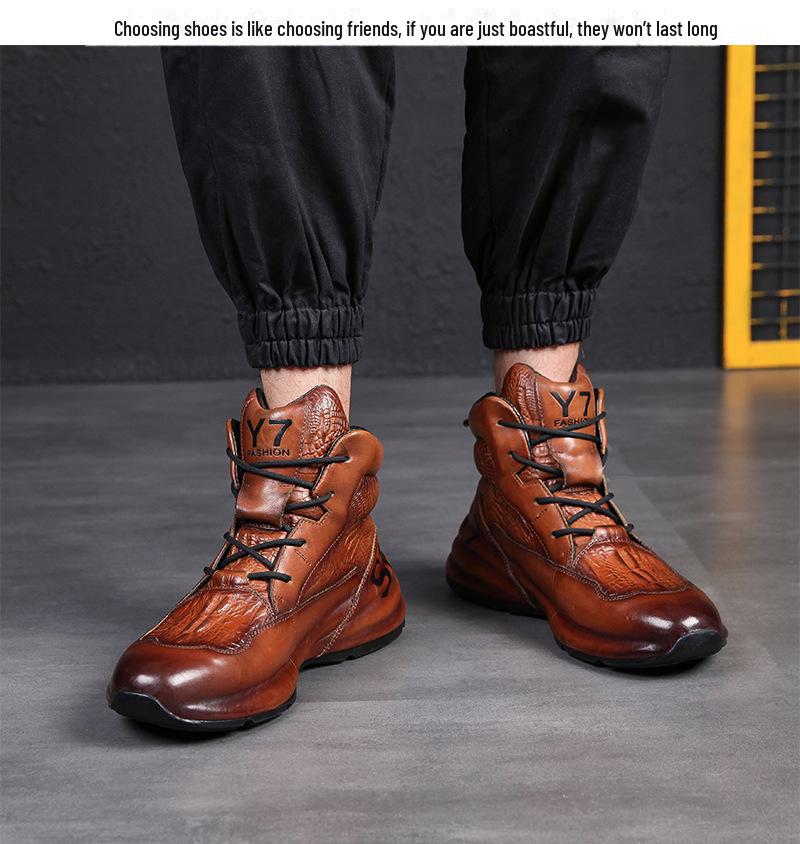 2021 European Autumn/Winter Trendy Men's Cowhide Platform Dad Shoes
