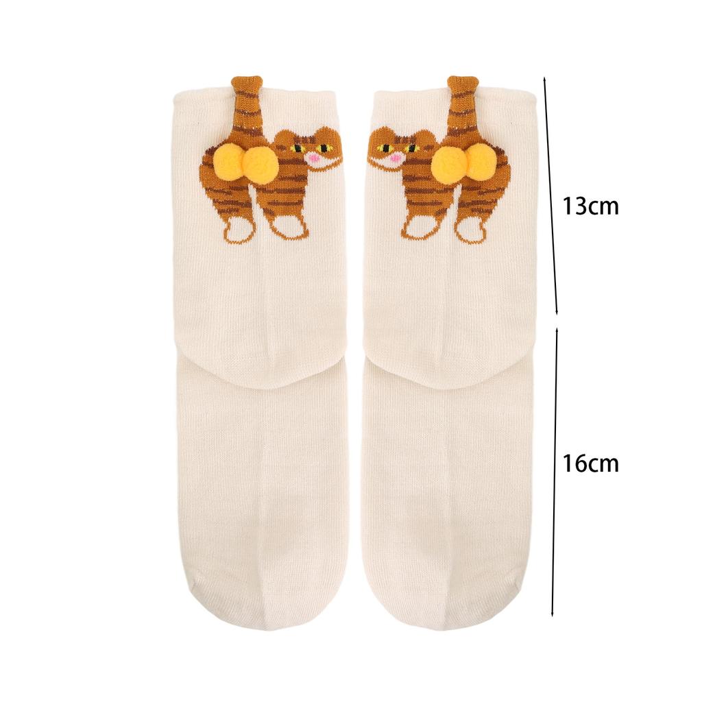 Cute Cartoon Cat Socks with Balls Kawaii Cotton Sock Breathable Soft Socks Girl Women Socks Creative Gifts for Cat Lovers Sox