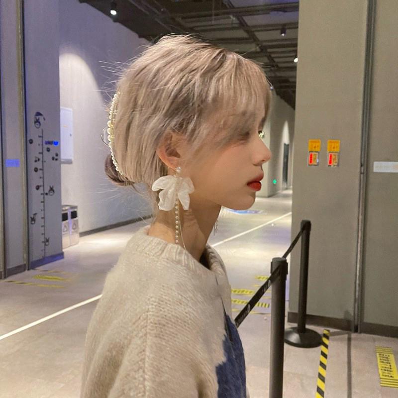 Women 'S Summer Lace Bow Pearl Tassel Earrings Fashion Simple Women Jewelry Exquisite Trend Fashion Stud Earrings