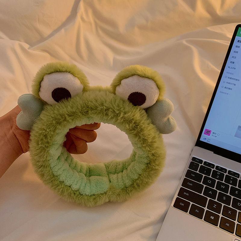 Lady Frisch und Niedlich Gesicht Haarband Netzrot Cartoon Lustig Plüsch Stirnband Kleiner Frosch Haarschmuck