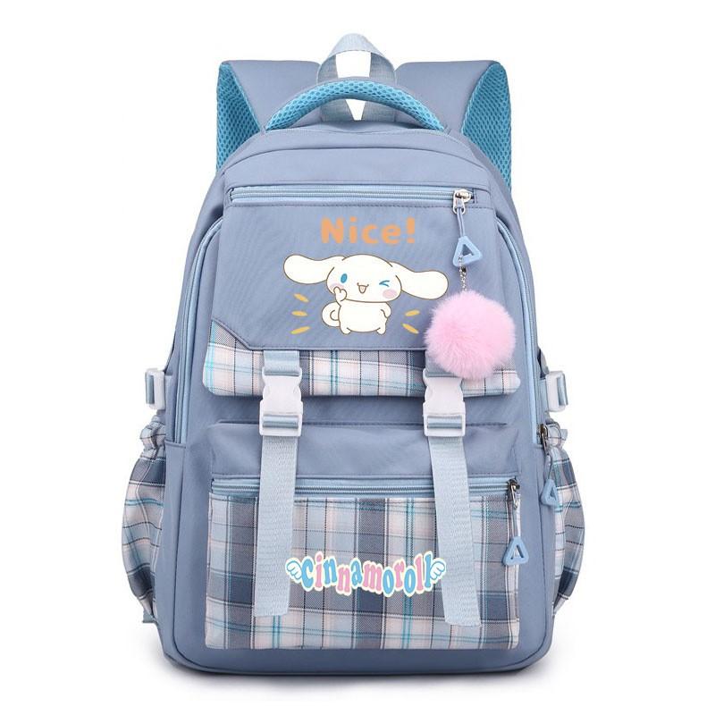 Cinnamoroll Kids School Backpack Boys Girls Large Capacity 20-35L Nylon Dual Strap Bag With Arc Shoulder Straps