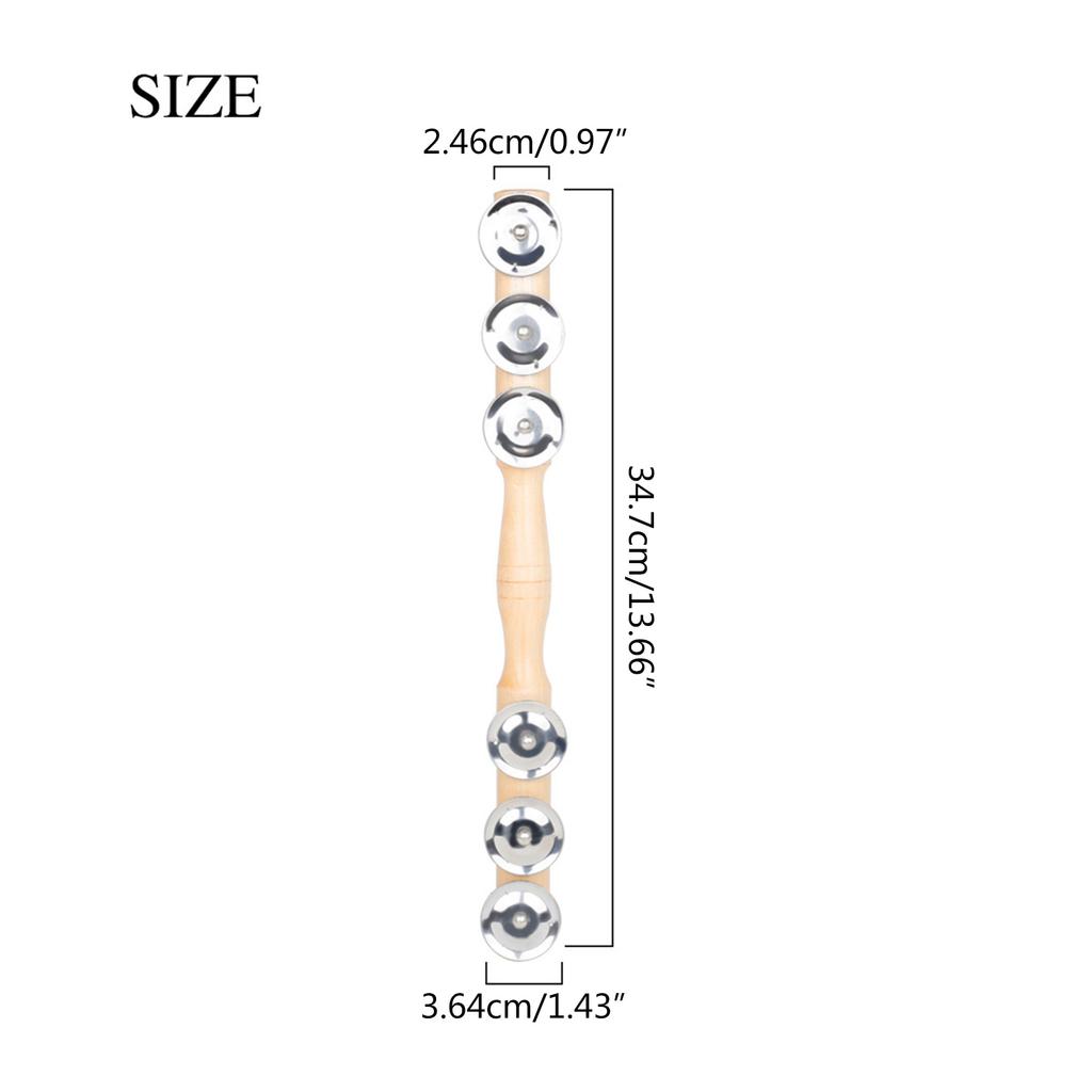 Lightweight Straight Tambourine Hand Bells Shaker Rattle Single Row Handheld Tambourine Chime Musical Instrument Toy