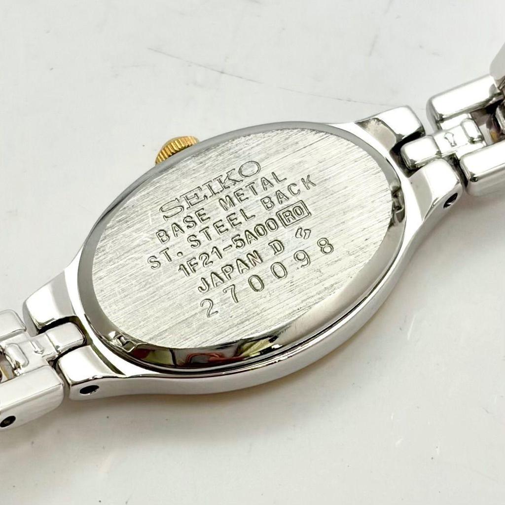 Used [Good condition/new battery] SEIKO Seiko ladies watch oval 1F21-5A00 270098