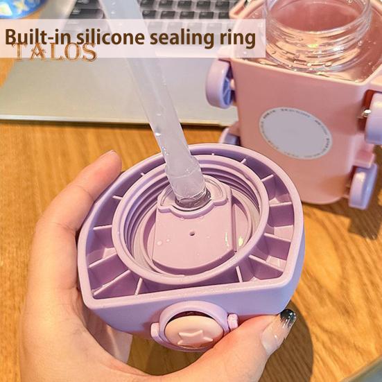 Cartoon Water Bottle with Straw & Strap 550ml Submarine Shape Sippy Cup for Kids Reusable Detachable Silicone Nozzle Water Cup for School Sports