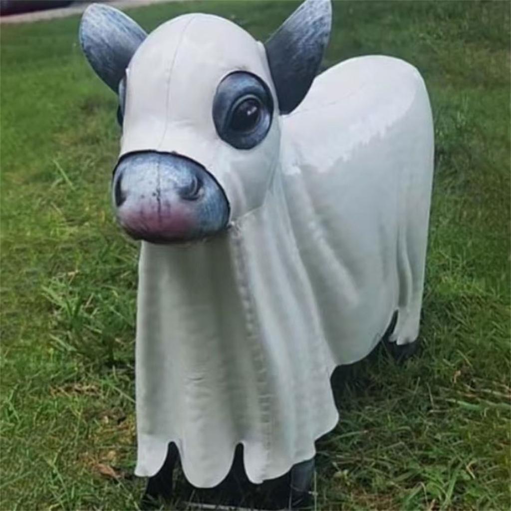 Halloween Ghost Figurines Centerpieces Spooky Resin Cow Ghost Statue Garden Decor Halloween Decorations for Porch Lawn