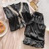2025 Spring/Autumn Women's French Ice Silk Lace Pajama Set - Sweet Home Wear