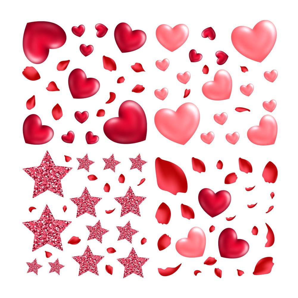 Valentine Star Heart PVC Matte Stickers For Living Room Bedroom Wall Decoration Waterproof And Backing