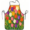 1pc 1pcs Colorful Tulips Apron Suitable for Cooking, Gardening, Picking - Adjustable Waistband, Durable & Easy-Clean Polyester Apron with Tulip Print