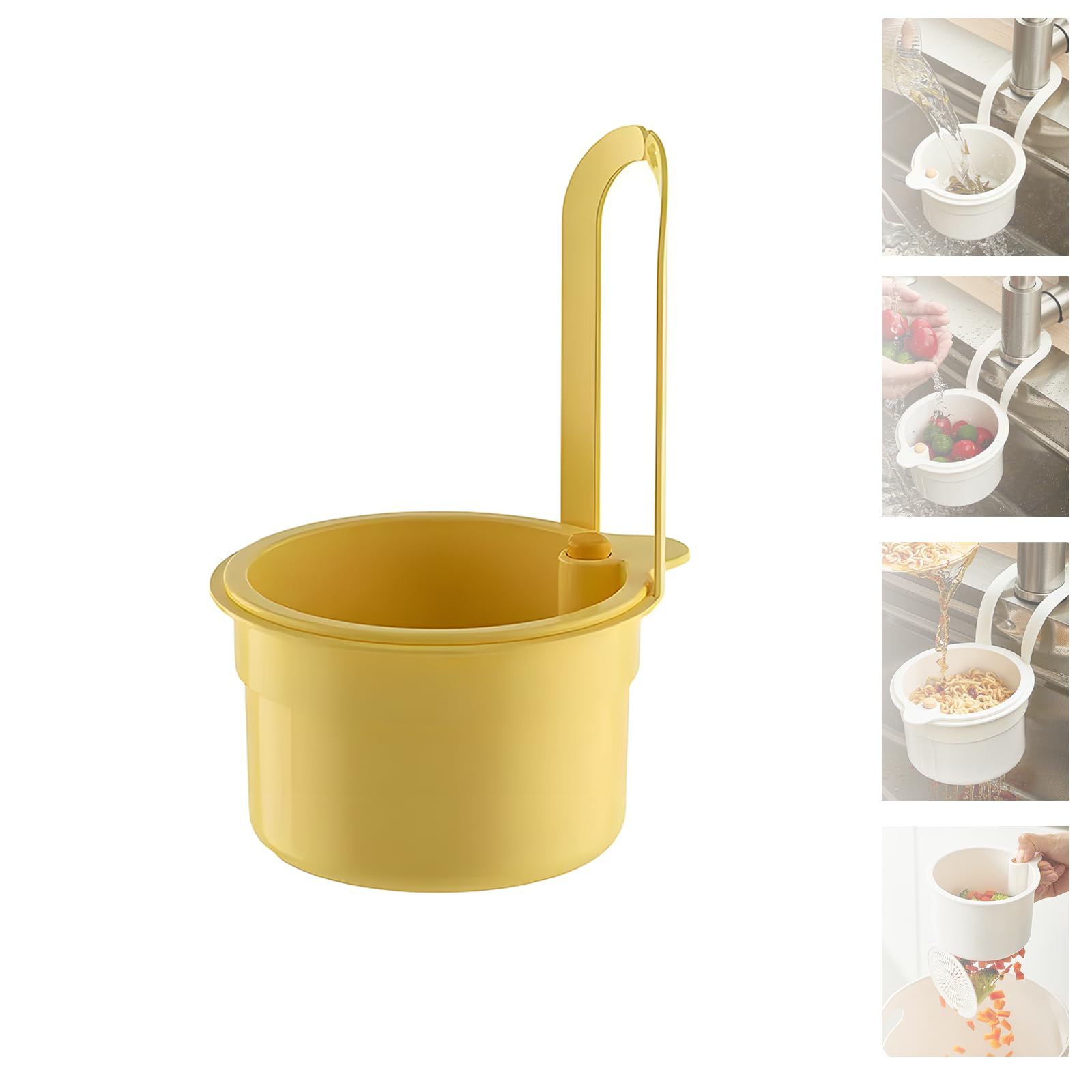 

Self Cleaning Kitchen Sink Strainer Basket Press Automatic Dumping Waste Catcher Faucet Hanging Draining Basket Trash Filter жёлтый