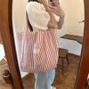 Women's Tote Bag Striped Canvas Casual Handbags For Women Simple Shopping Large Capacity Woman Shopper School Shoulder Bag AVE