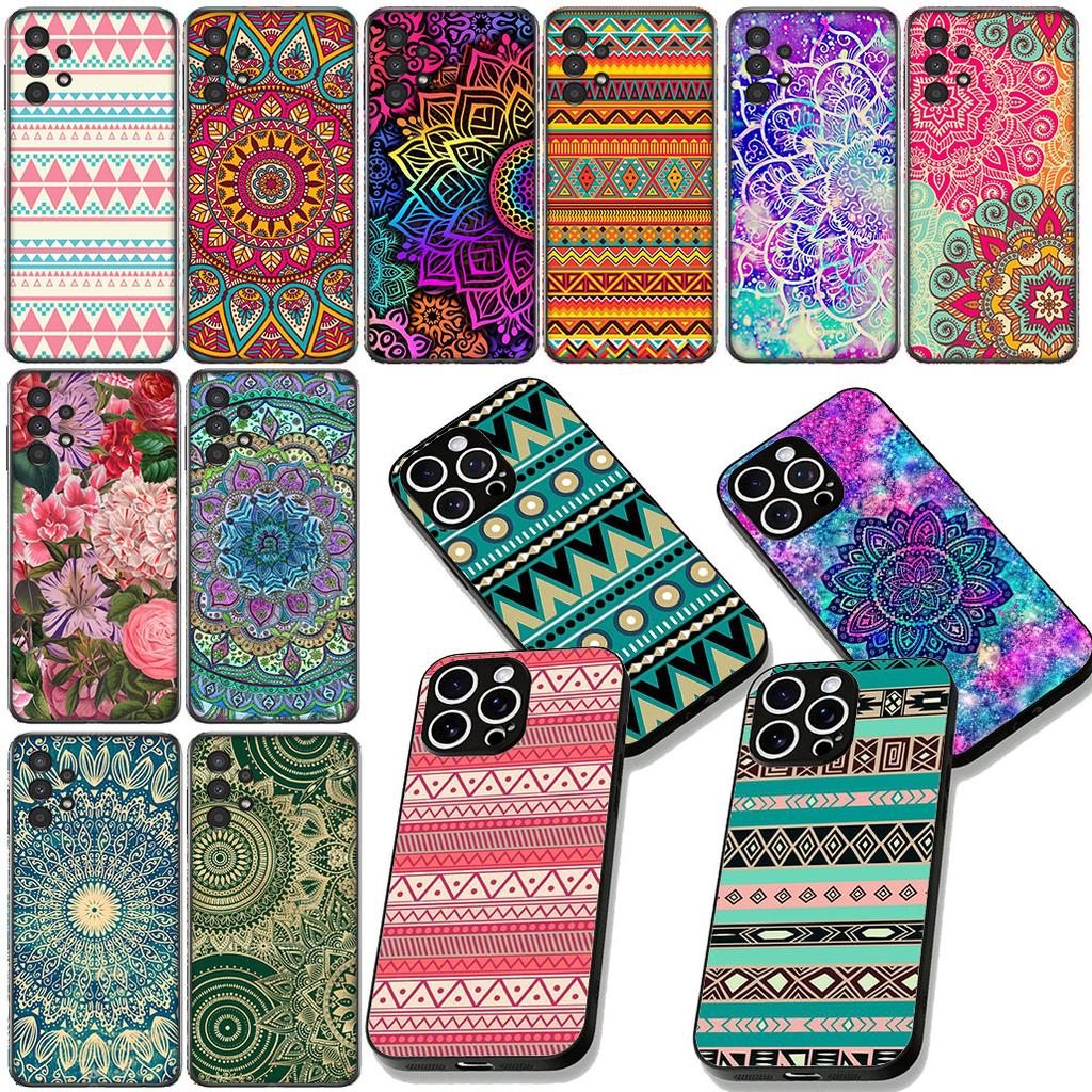Mandala Texture Rose Flower Phone Case for Apple iPhone 16 17 Air 14 15 Pro Max Plus 16+ 16E 14+ ProMax Protective Cover