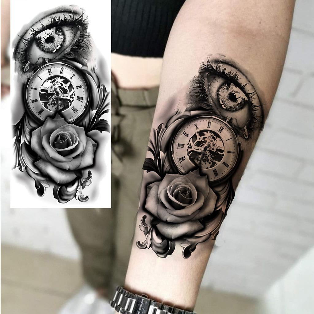 1 Sheet Snake Butterfly Compass Flowers Temporary Tattoos For Women Girls Waterproof Realistic Fake Tattoo Sticker Long Lasting