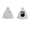 Mens Hooded Zip-Up Fleece-Lined Sweatshirt With Letter Print Casual Oversized Pullover Winter Jacket