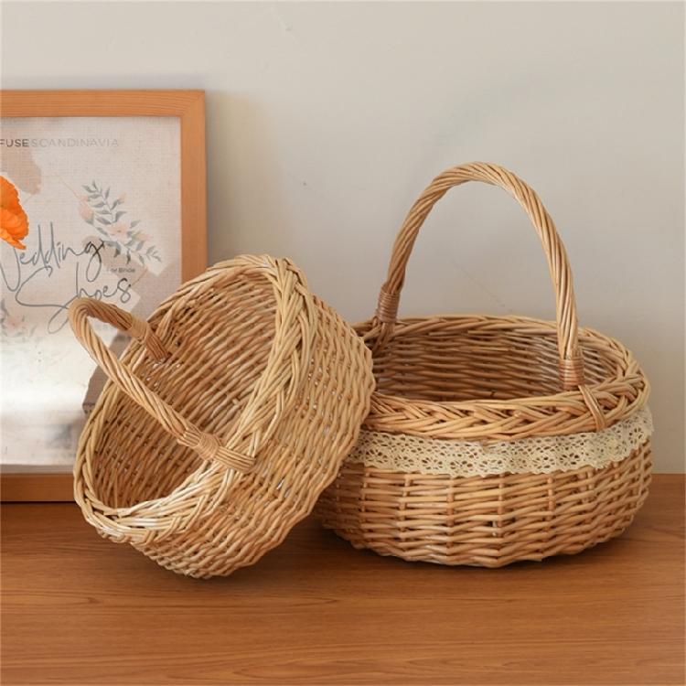 Fruit Bread Basket Breathable Rattan Basket Vegetable Storage Serving Basket for Wedding Home Party Photography